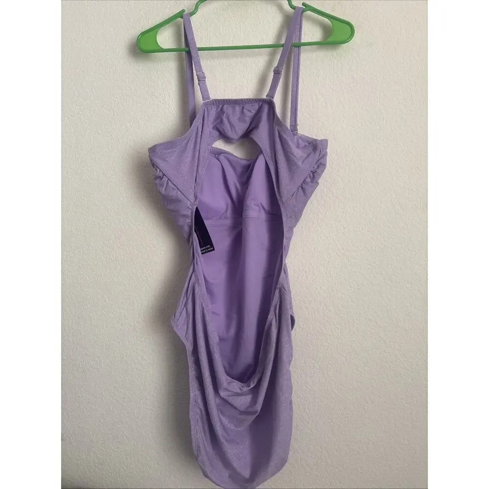 Women’s Purple Cut Out One Piece Swimsuit No Boundaries